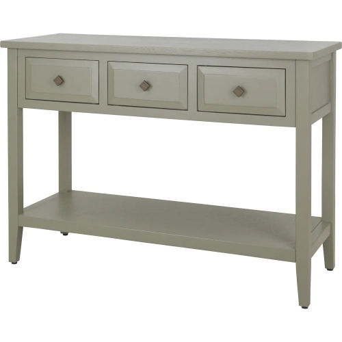 Wexford 3 Drawer Console Table with Shelf in Sage Green Wood